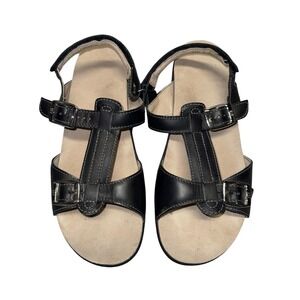 SAS Tripad Comfort Women 10.5 N Black Leather T-Strap Sandals Made in USA
